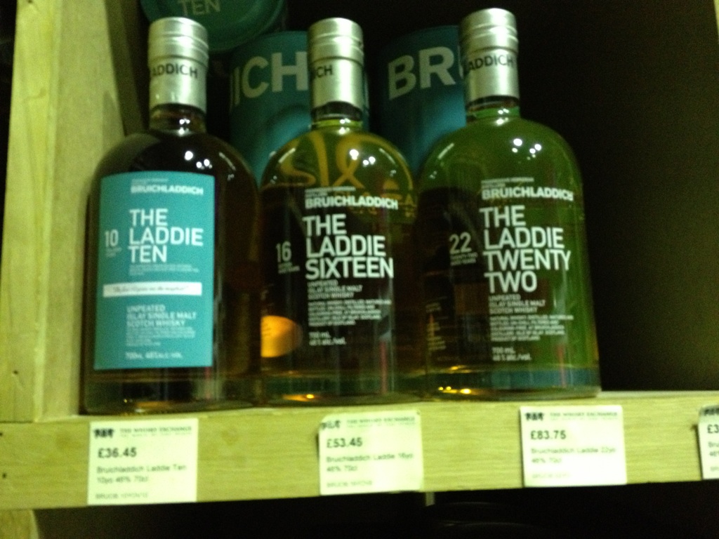 Laddies on the shelves at The Whisky Exchange in London